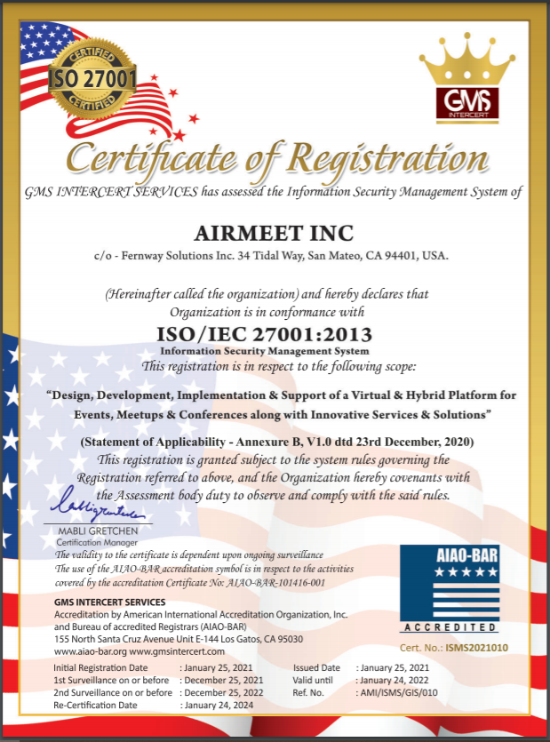 ISO - Certificate of Airmeet