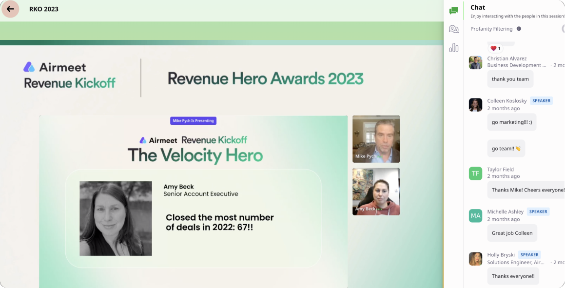 With categories ranging from best customer champion to closer of the year, revenue hero awards is a way to celebrate the folks who are responsible for building close relationships with prospects and customers.