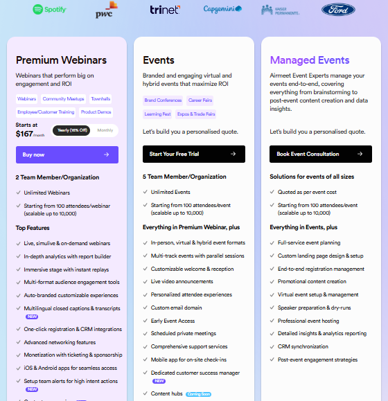 Airmeet pricing plans