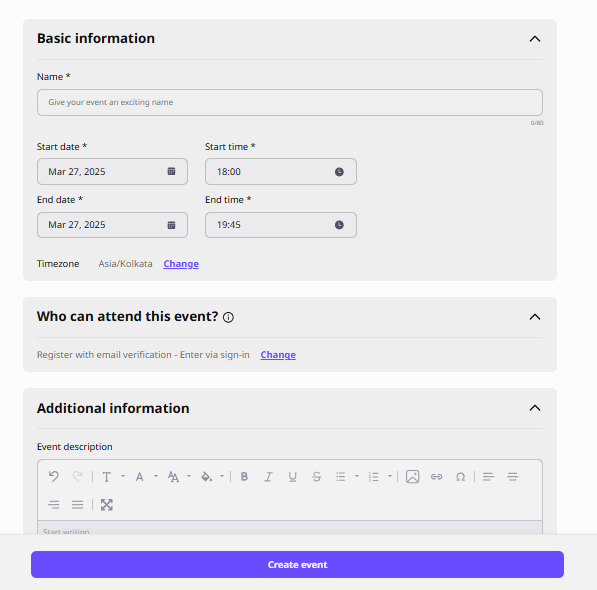 Customize the event