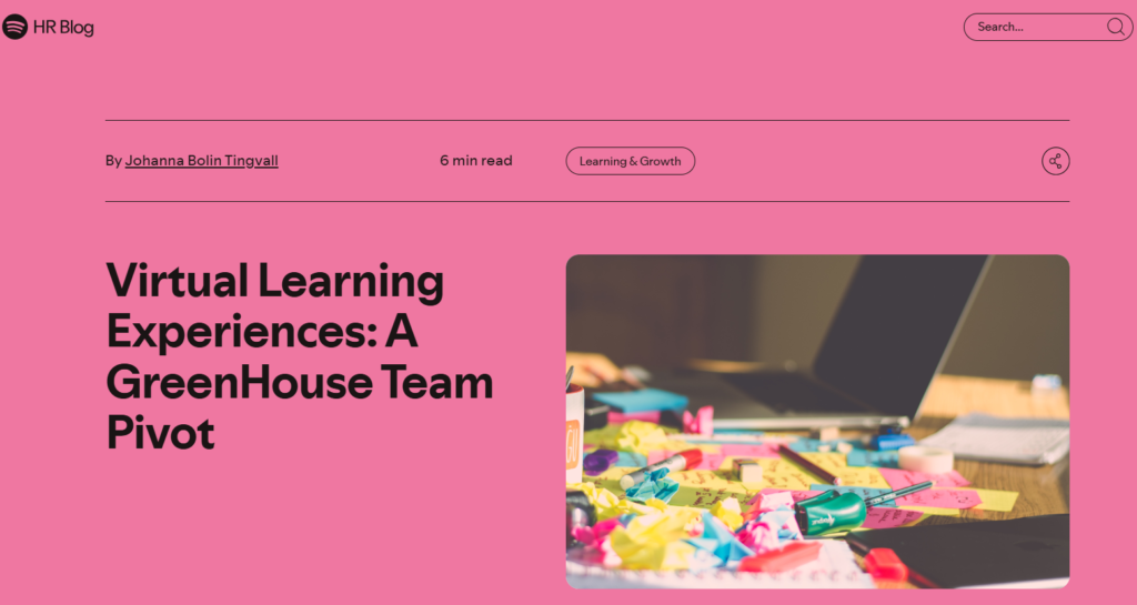 Spotify Virtual Learning Experiences A GreenHouse Team Pivot