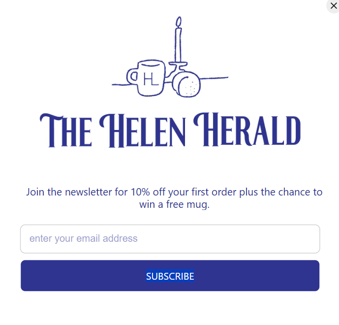 Helen Levi Ceramics - A Dedicated Signup Page With Personality