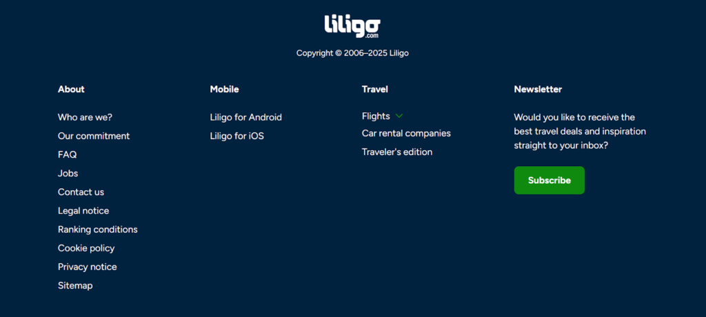 Liligo - Making Footer Signup Forms Noticeable