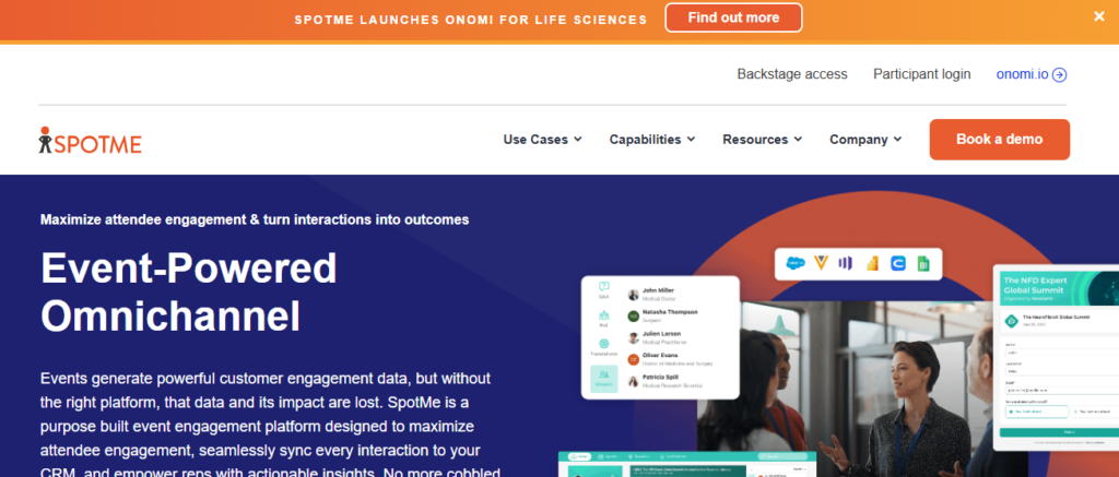 Airmeet is a strong alternative to ON24 as it allows you to host community-led webinars. You can host live or on-demand webinars with ease. Your speaker can interact and engage with the audience in multiple ways, including a virtual stage, chat, poll, and Q&A. Airmeet offers additional features such as a social lounge, speed networking, fluid space, breakout rooms, and roundtable tables, which create a more collaborative and community-driven webinar experience. Features and capabilities that Airmeet offers Branding and customization Interactive virtual stage Backstage area Interactive tools like live chat, polls, and Q&A Raise hand & emoji reactions Breakout rooms Dedicated networking lounge Speed networking Fluid space Recording capabilities Event analytics and reporting Data privacy and security CRM software and marketing automation integration 24/7 customer support Airmeet pricing plan - Airmeet premium webinars start at $199 per month and $167 per month when billed annually. Best for - Lead generation events, customer education events, product demos & launches, networking-focused webinars, and employee training SpotMe