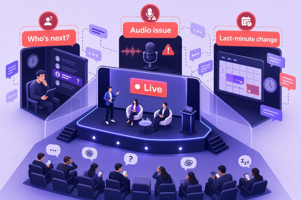 Your audience should see the show - not the scramble