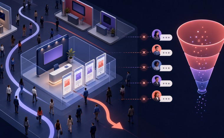 Passive booths lose the moment when buyer curiosity is at its highest.