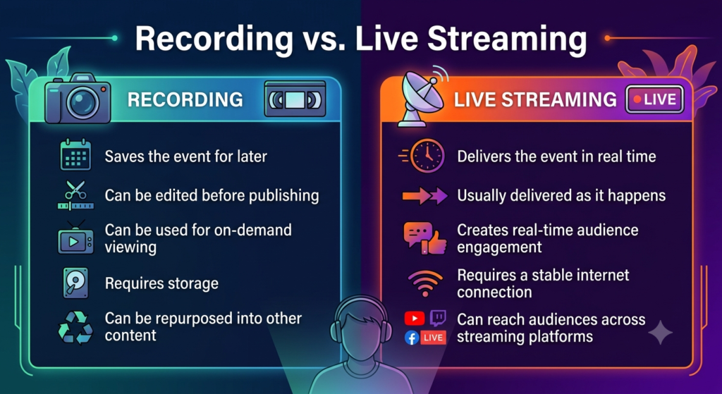Recording vs. Live Streaming
