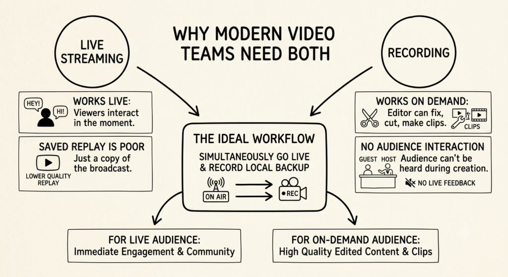 Why Modern Video Teams Need Both Recording & Live Streaming